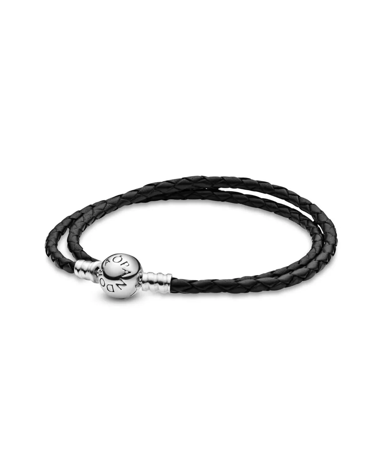 MOMENTS DOUBLE BLACK LEATHER BRACELET