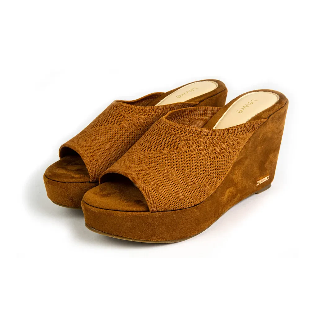 TESSA WOMEN'S OPEN TOE WEDGES- CAMEL
