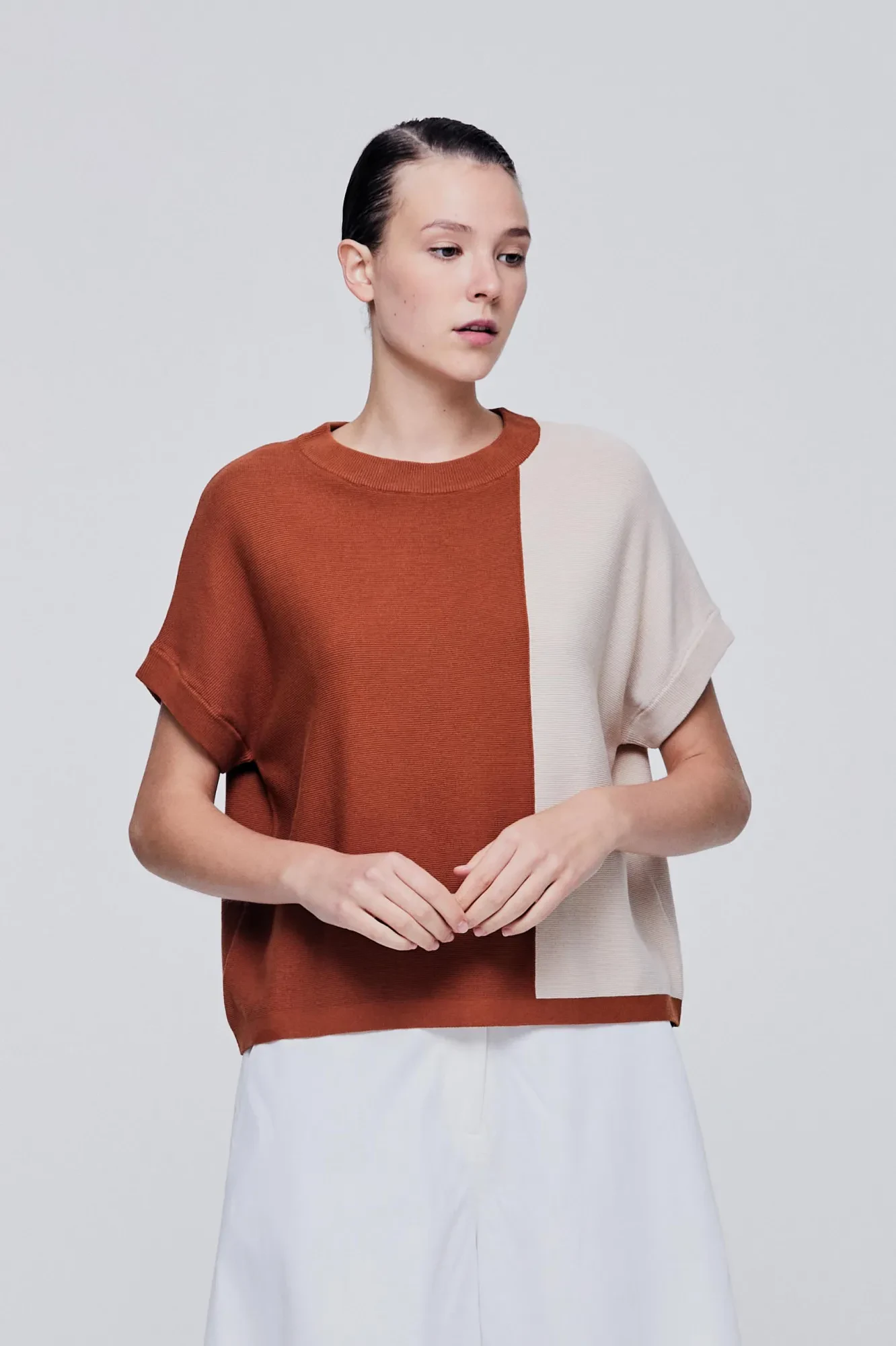 COLOR BLOCK SWEATER - BRONZE