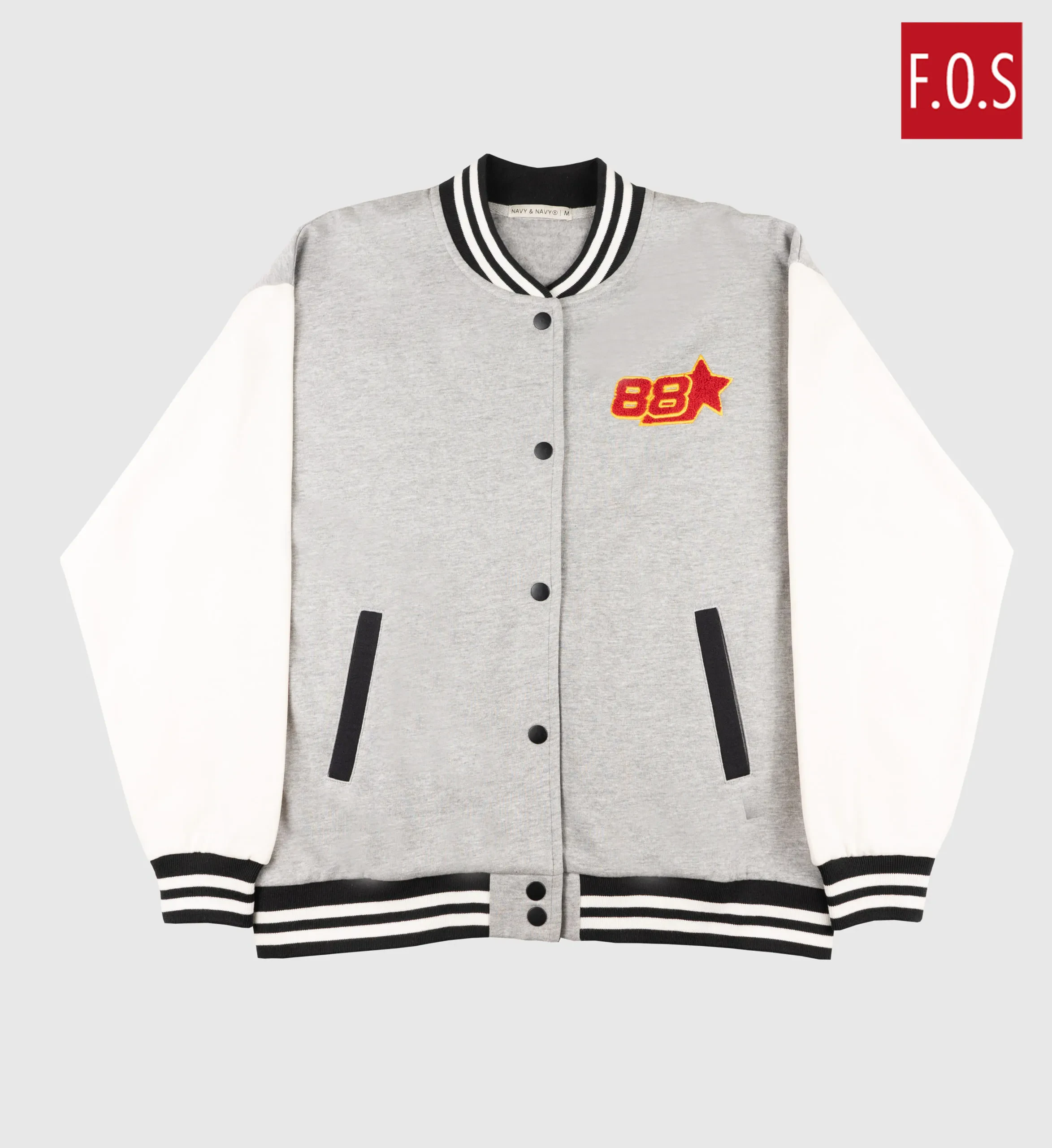 FOS x NAVY & NAVY WOMEN'S | OVERSIZED FLEECE BASEBALL JACKET