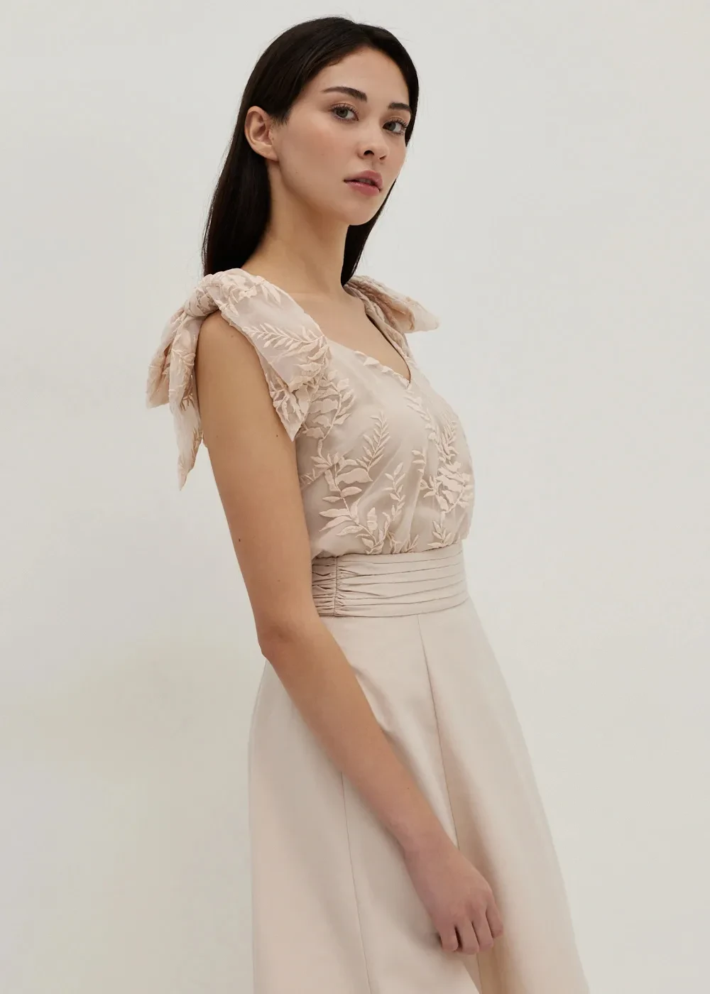 CAELYN ORGANZA LACE TIE SHOULDER TOP