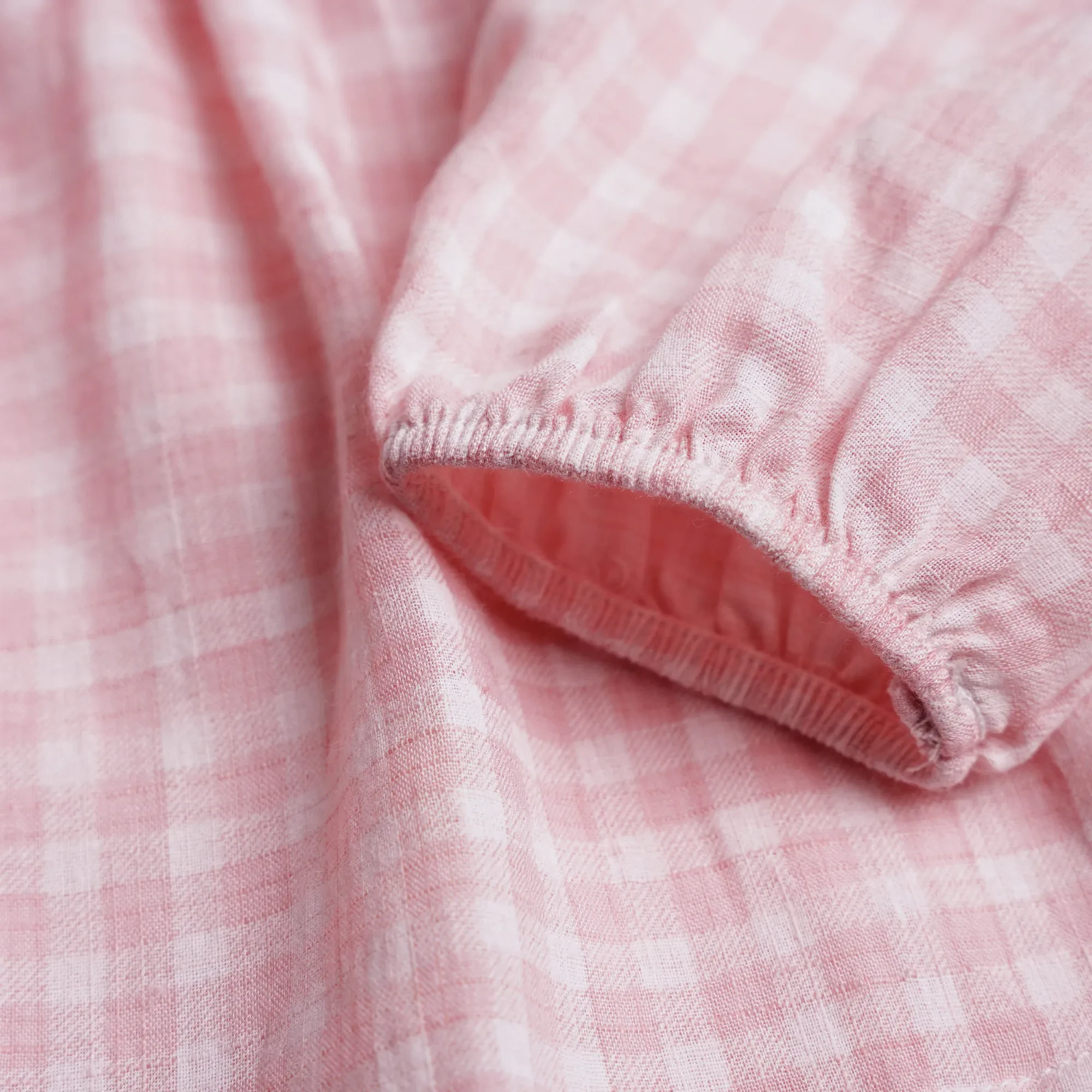 BABY GIRLS POWDER PINK GINGHAM LONG SLEEVE BLOUSE & SHORTS SET