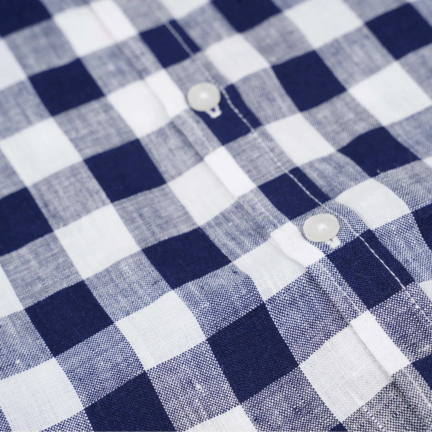 BOYS NAVY MAO COLLAR GREY CHECK SHORT SLEEVE SHIRT
