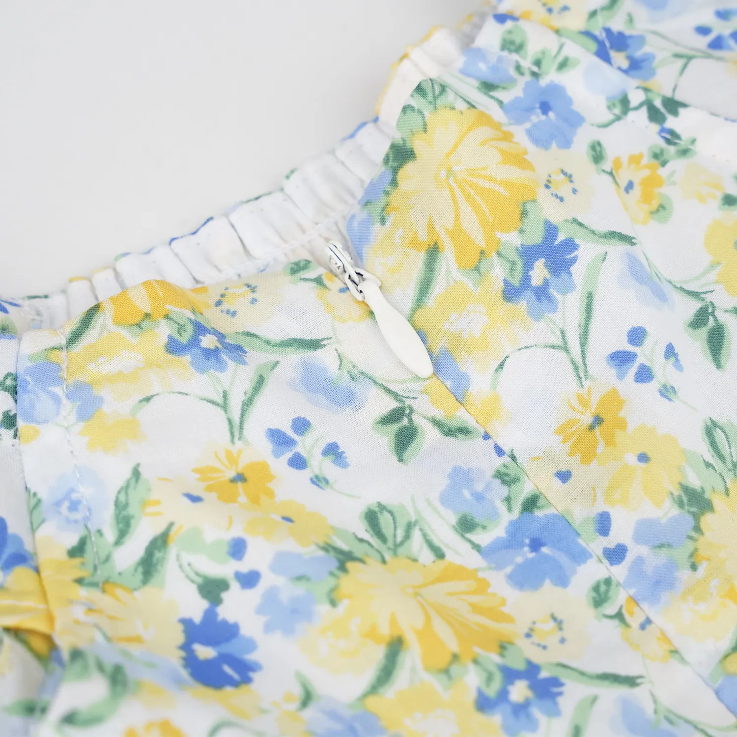 GIRLS YELLOW SUNSHINE BLUE FLORAL PRINTED SLEEVELESS DRESS