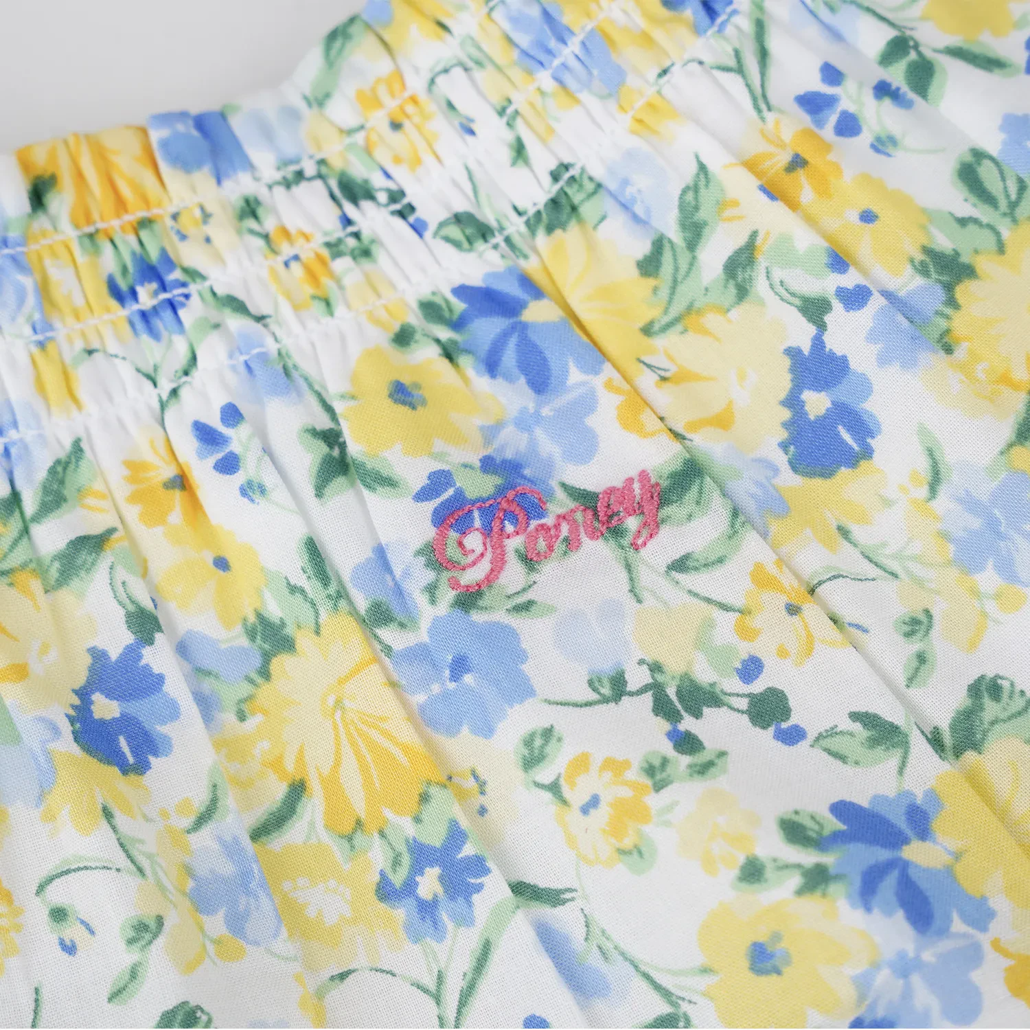 GIRLS YELLOW SUNSHINE BLUE FLORAL PRINTED SLEEVELESS DRESS
