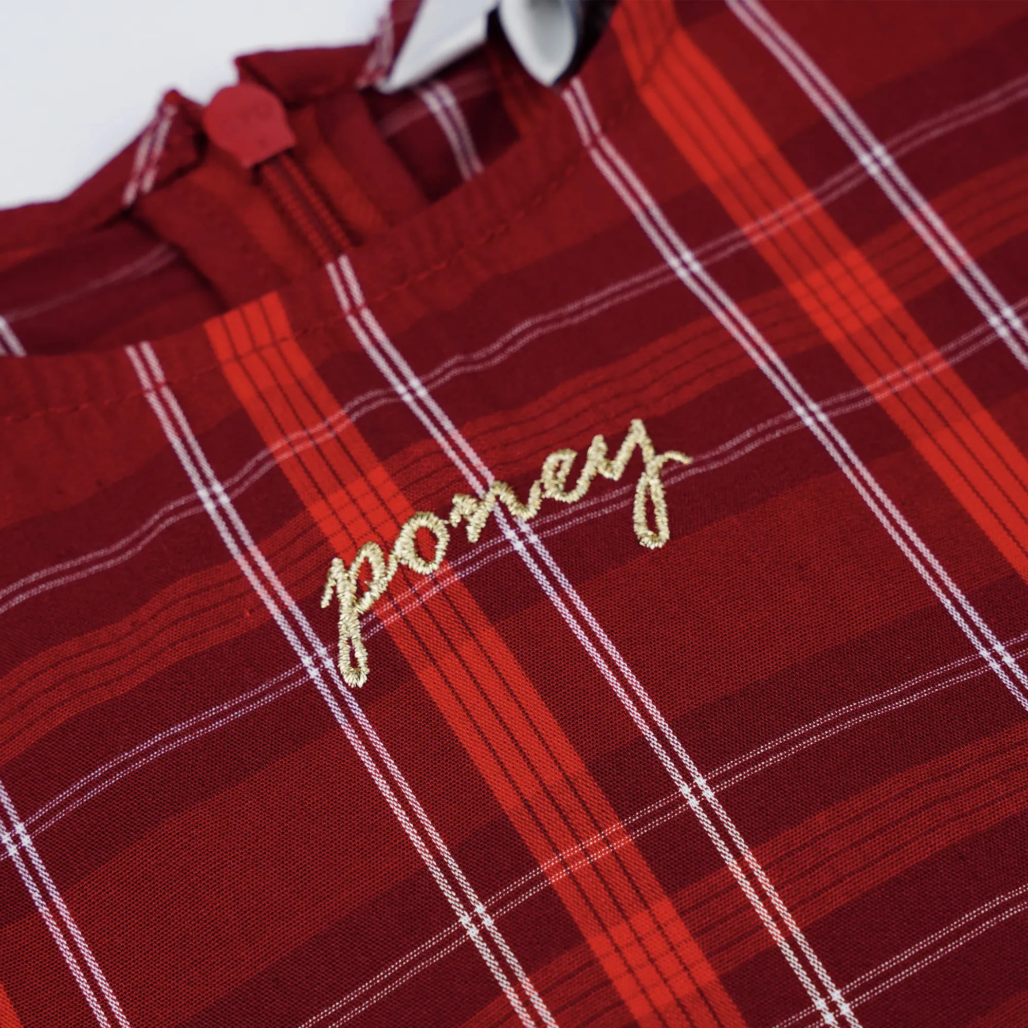 GIRLS RED CLASSIC PLAID SHORT SLEEVE DRESS