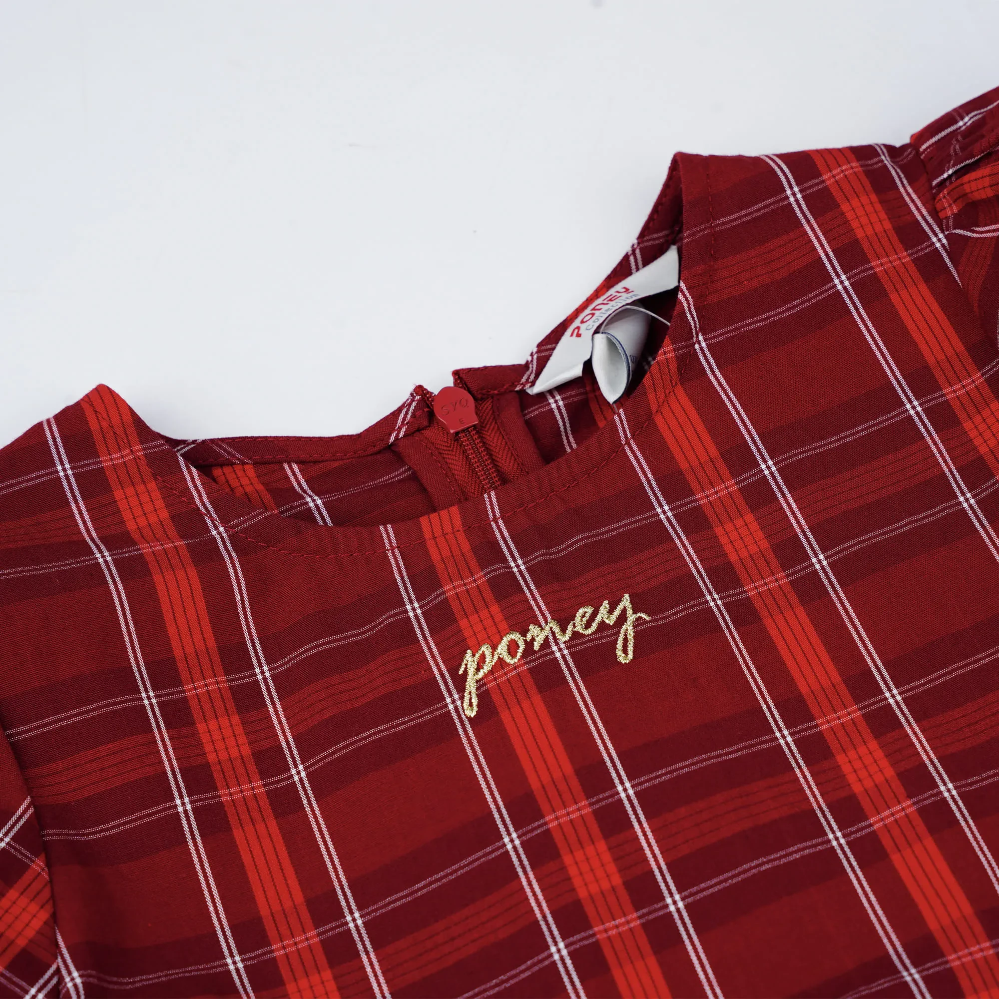 GIRLS RED CLASSIC PLAID SHORT SLEEVE DRESS