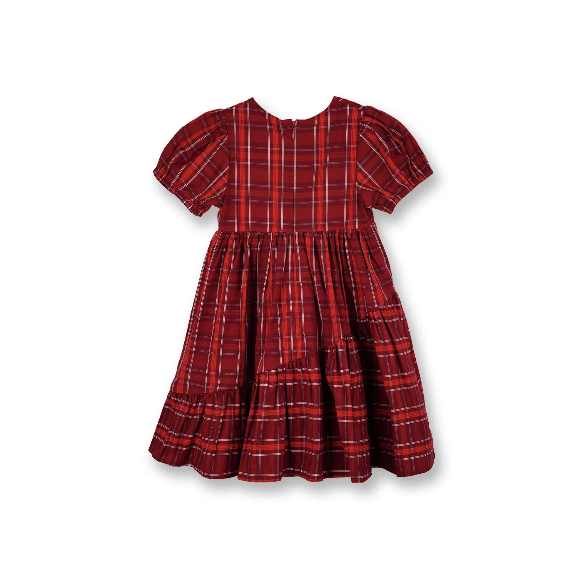 GIRLS RED CLASSIC PLAID SHORT SLEEVE DRESS
