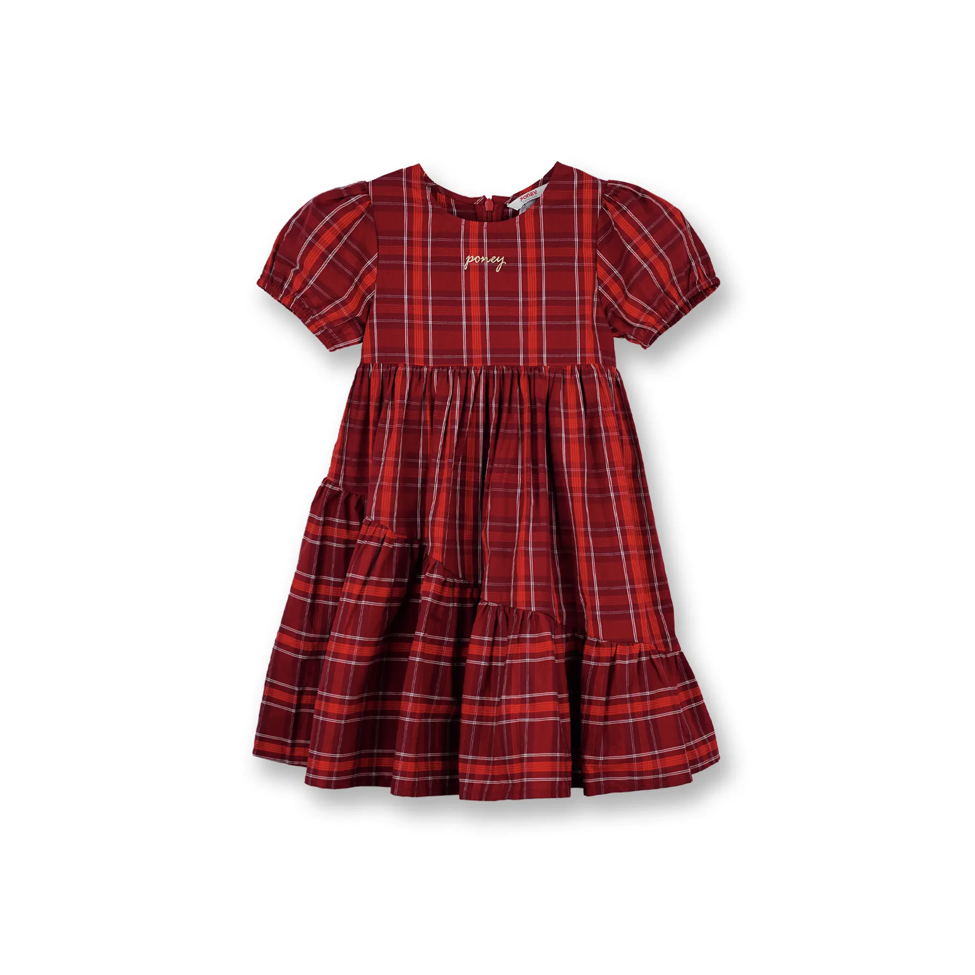 GIRLS RED CLASSIC PLAID SHORT SLEEVE DRESS