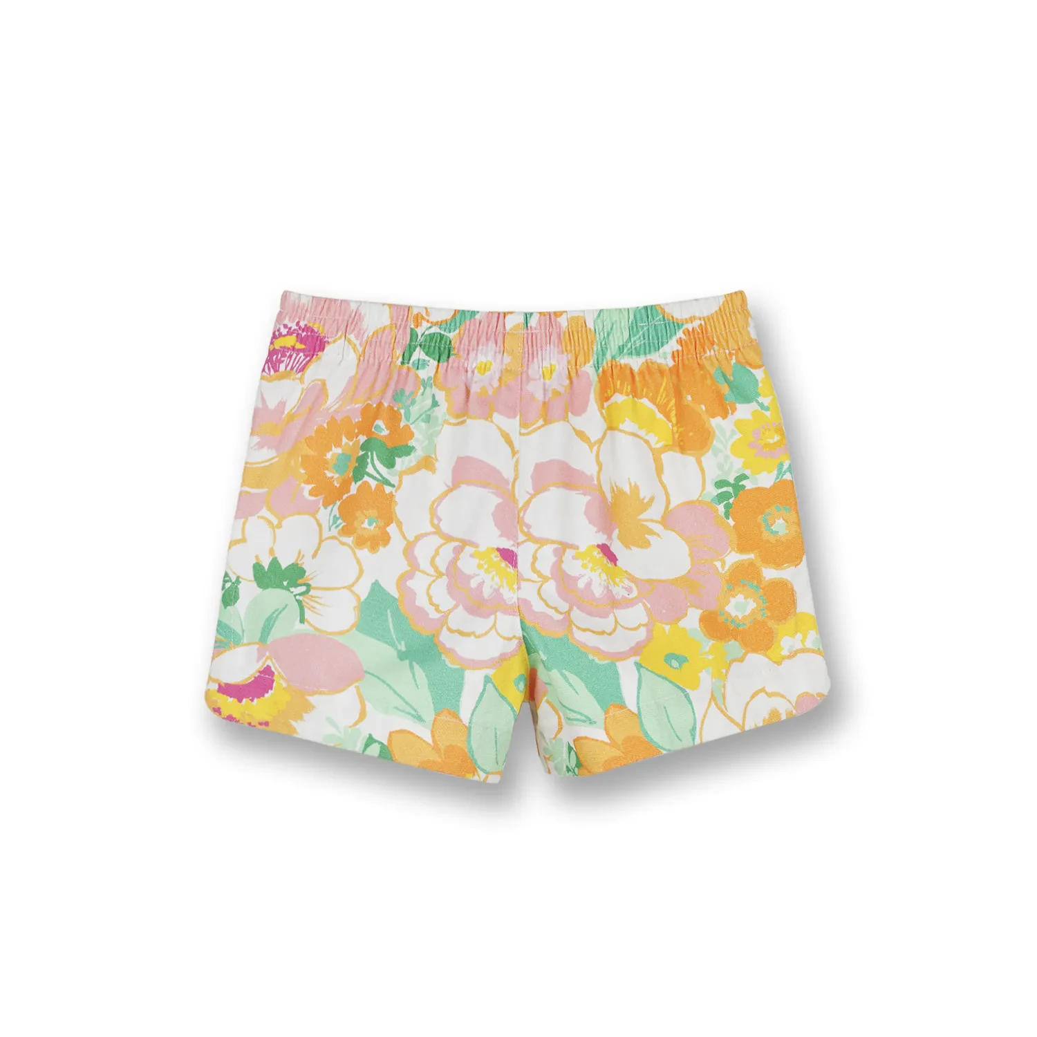 GIRLS LIGHT ORANGE FLOWER PASTELS PRINTED SHORTS