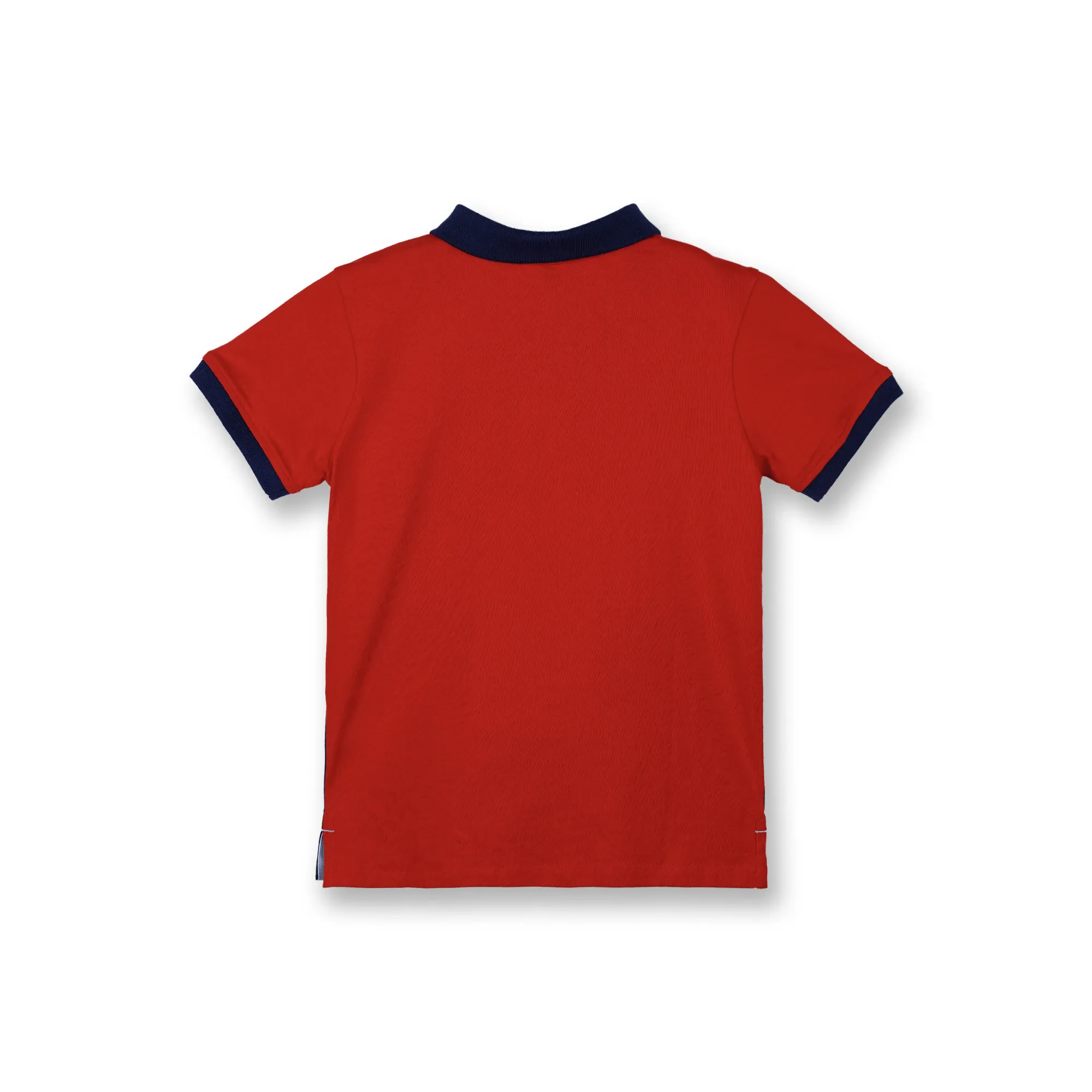 BOYS RED STRIPED PONEY LOGO SHORT SLEEVE POLO