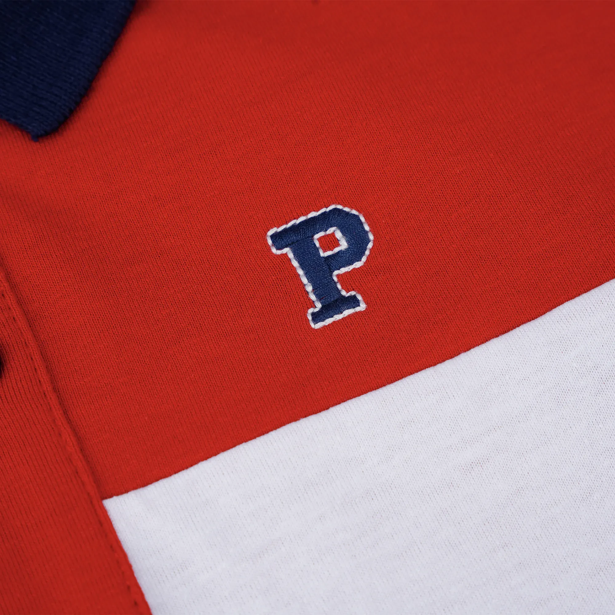BOYS RED STRIPED PONEY LOGO SHORT SLEEVE POLO