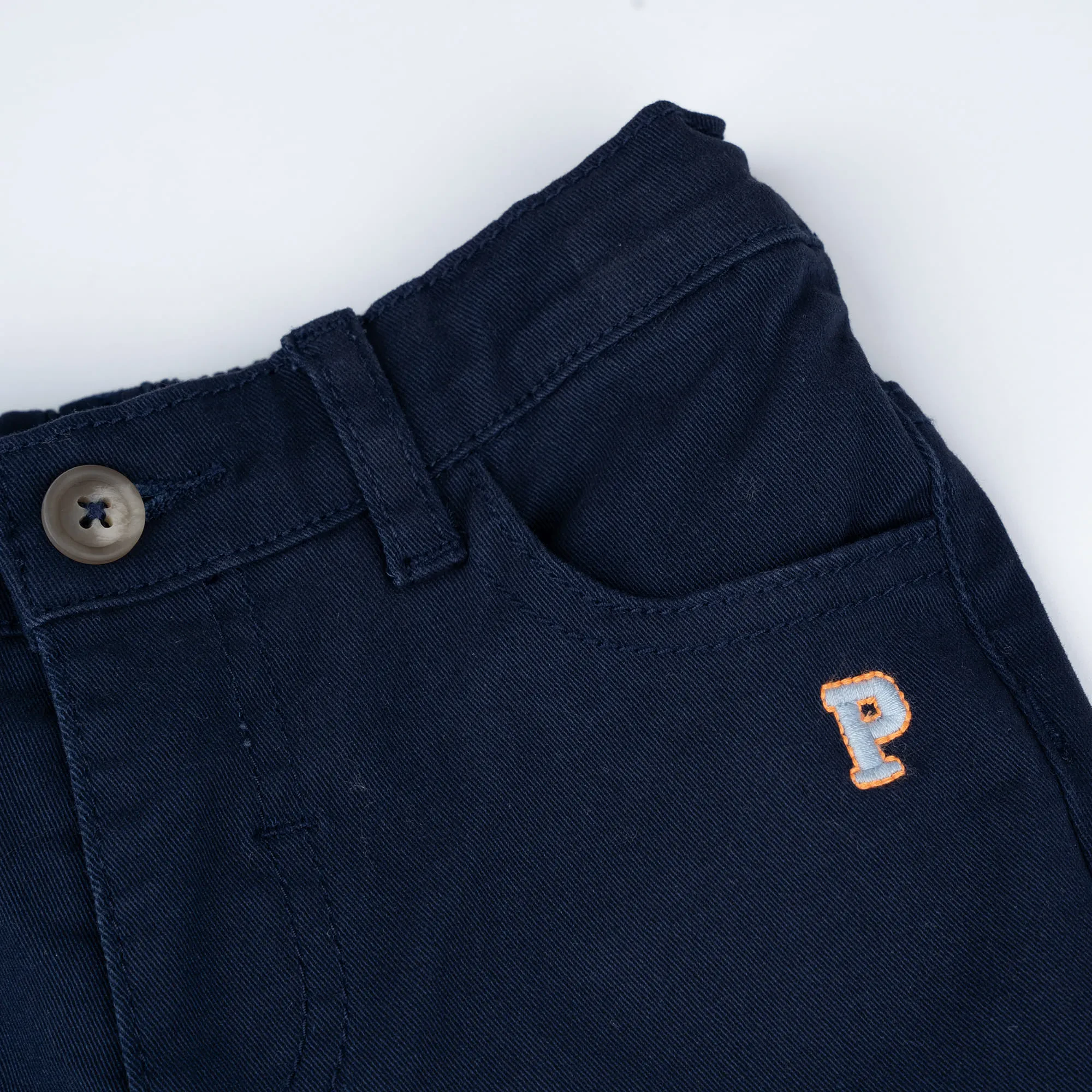 BOYS NAVY ZIP-UP LONG PANTS