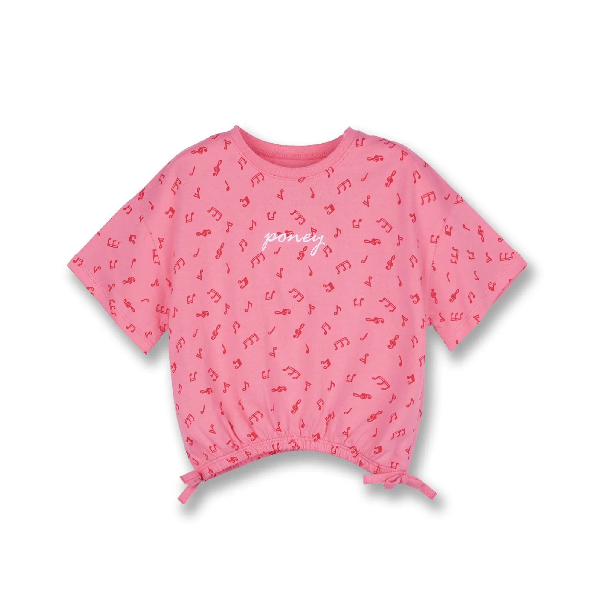 GIRLS PINK MELODY GATHERED SHORT SLEEVE TEE