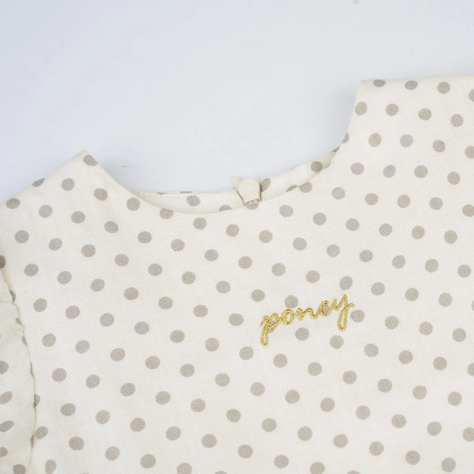 GIRLS CREAM CELEBRATION POLKA DOT SHORT SLEEVE DRESS