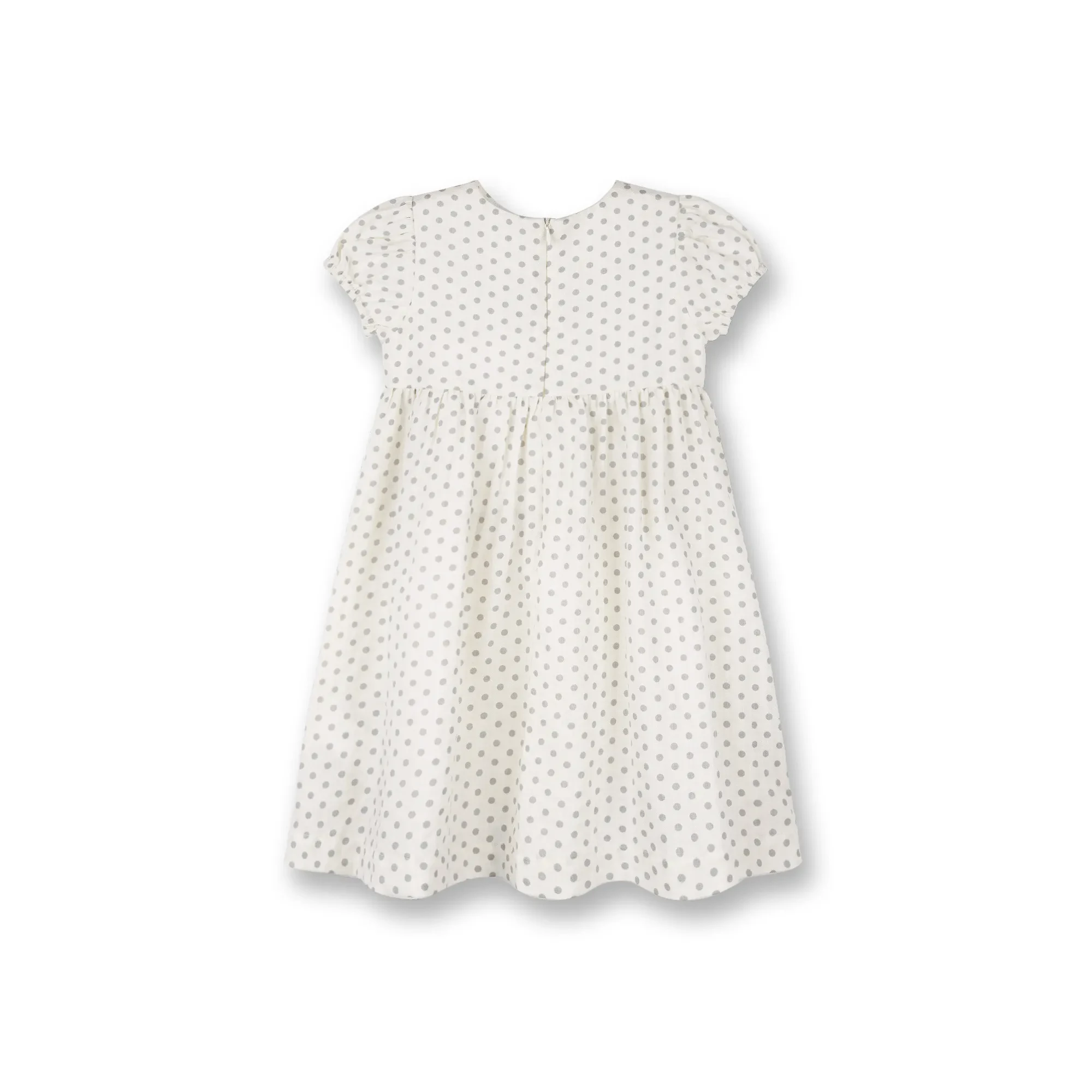 GIRLS CREAM CELEBRATION POLKA DOT SHORT SLEEVE DRESS