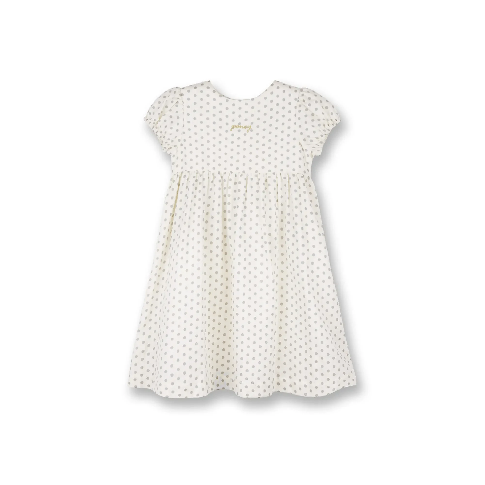GIRLS CREAM CELEBRATION POLKA DOT SHORT SLEEVE DRESS