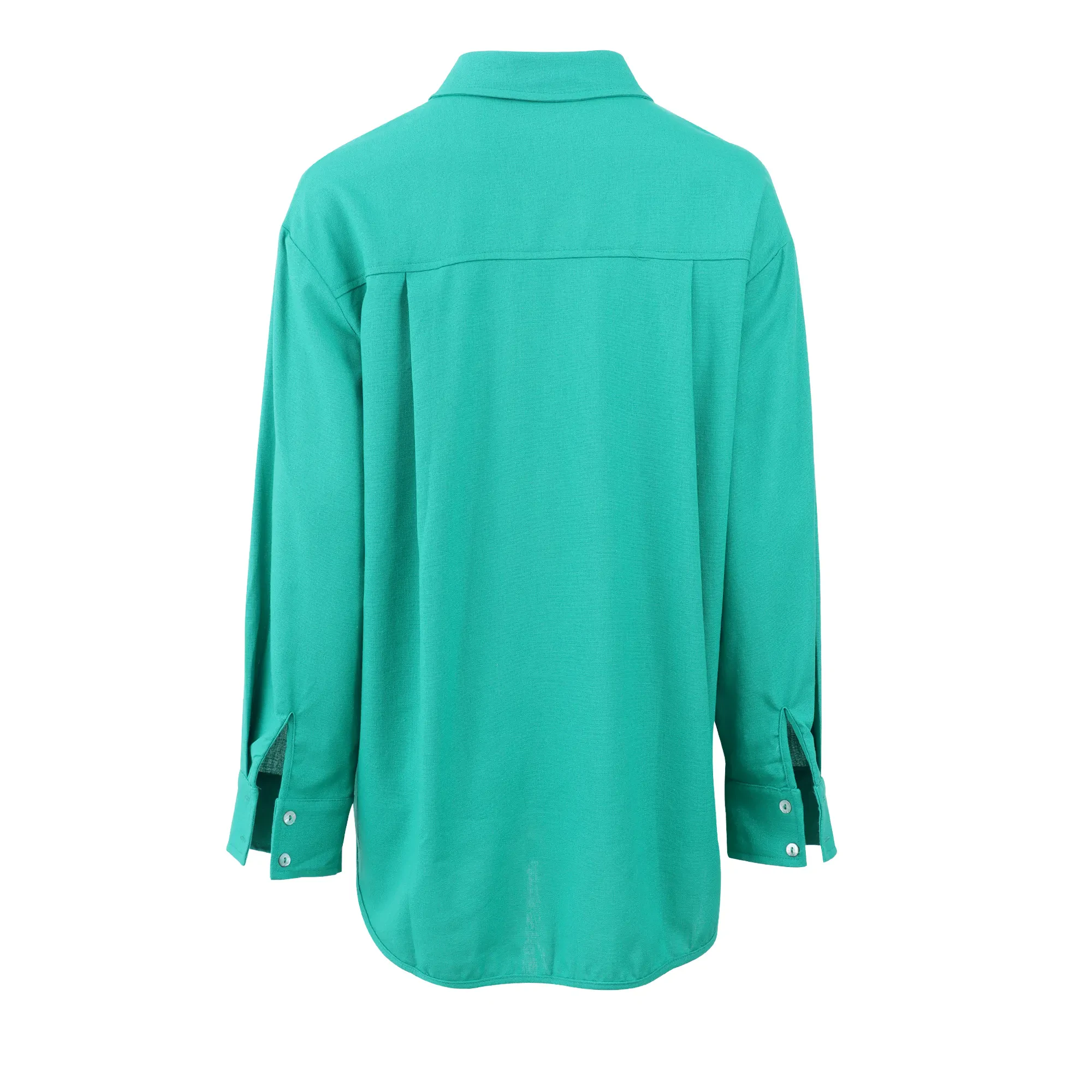 GREEN LONG SLEEVE COLLAR BLOUSE