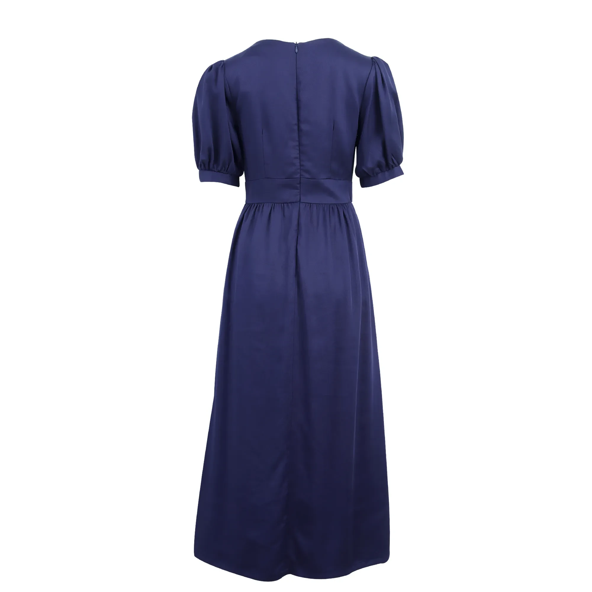 BLUE V-NECK LONG DRESS