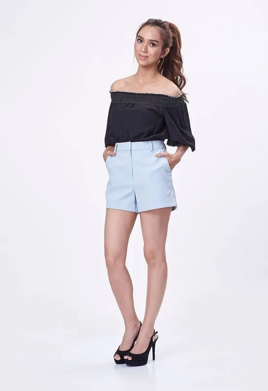 SOLID COLOUR TAILORED SHORTS [BABY BLUE]