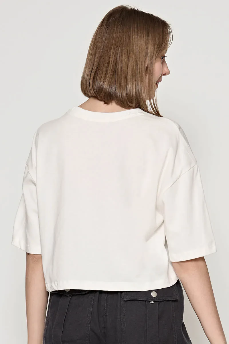 LADIES CASUAL SHORT SLEEVE TEE OFF WHITE