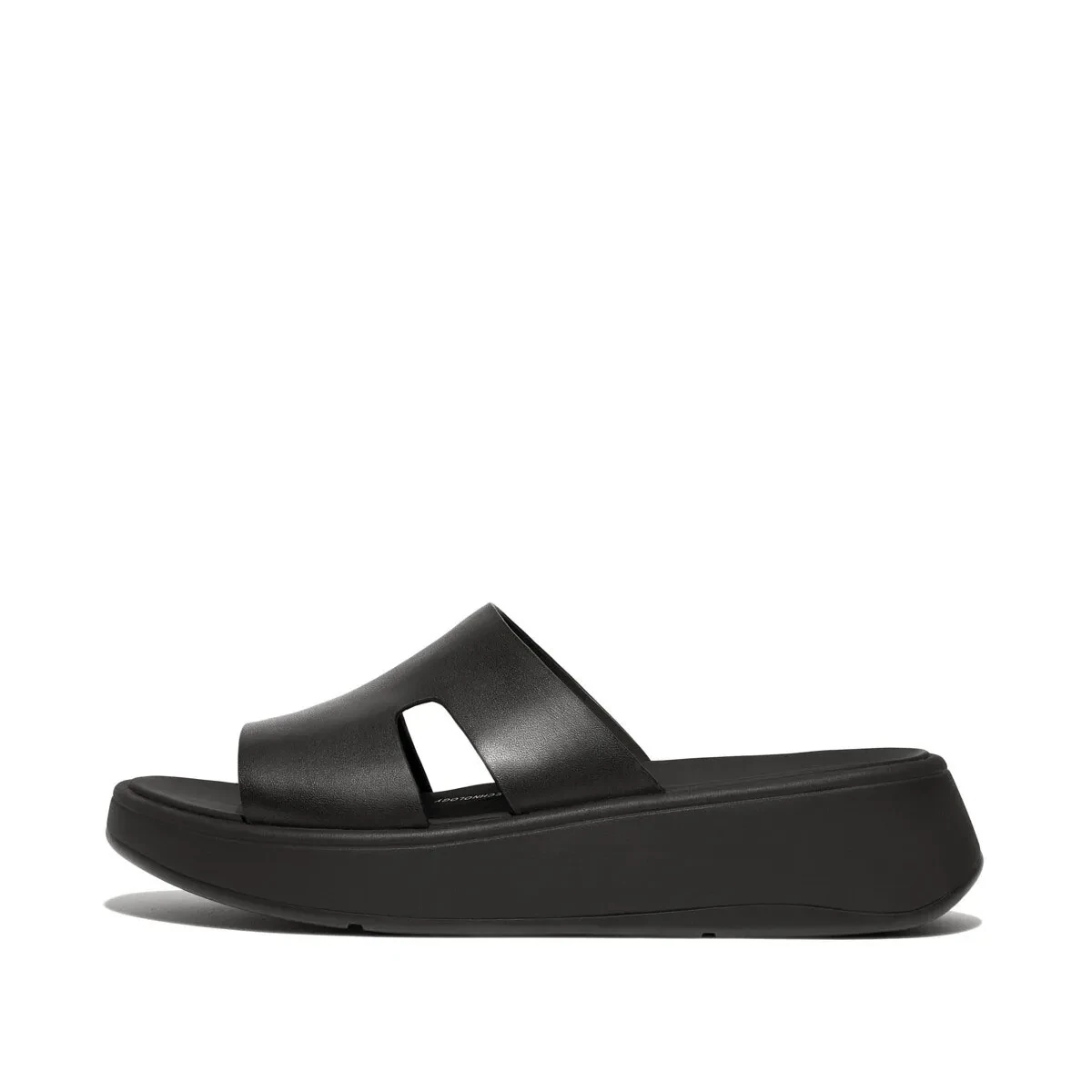 F-MODE WOMEN RAW-EDGE LEATHER FLATFORMS H-BAR SLIDES