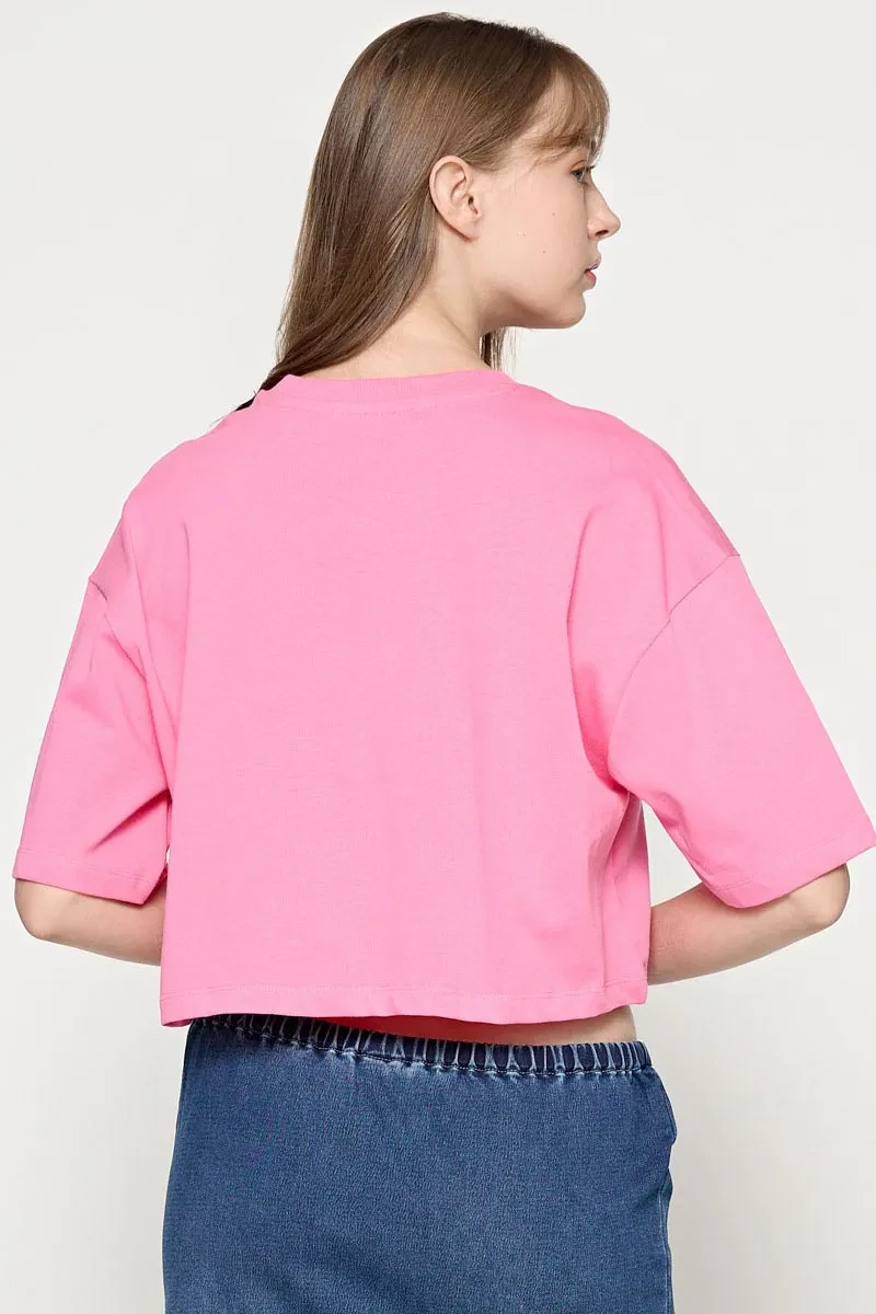 LADIES CASUAL SHORT SLEEVE TEE PINK