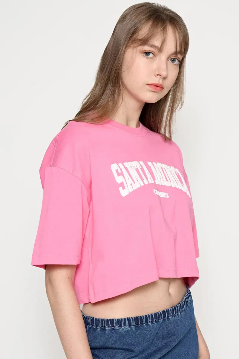 LADIES CASUAL SHORT SLEEVE TEE PINK
