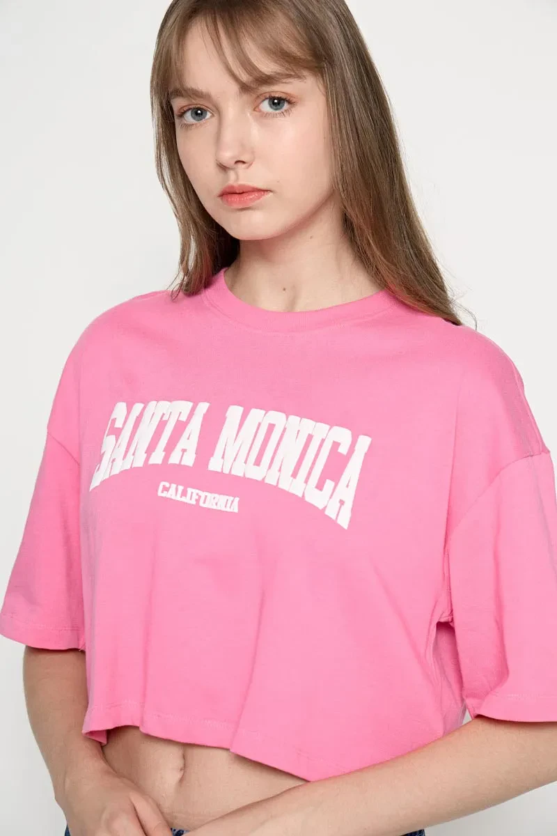 LADIES CASUAL SHORT SLEEVE TEE PINK