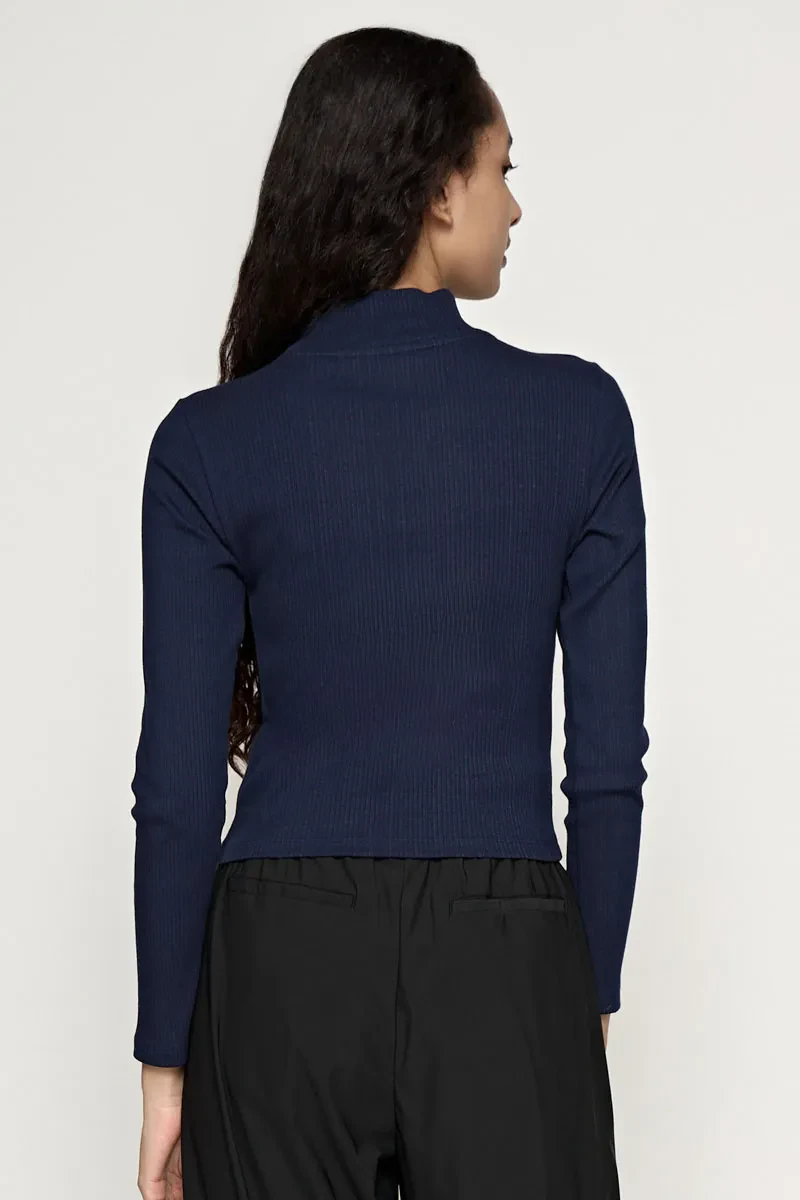 LADIES LONG SLEEVE BASIC TEE NAVY