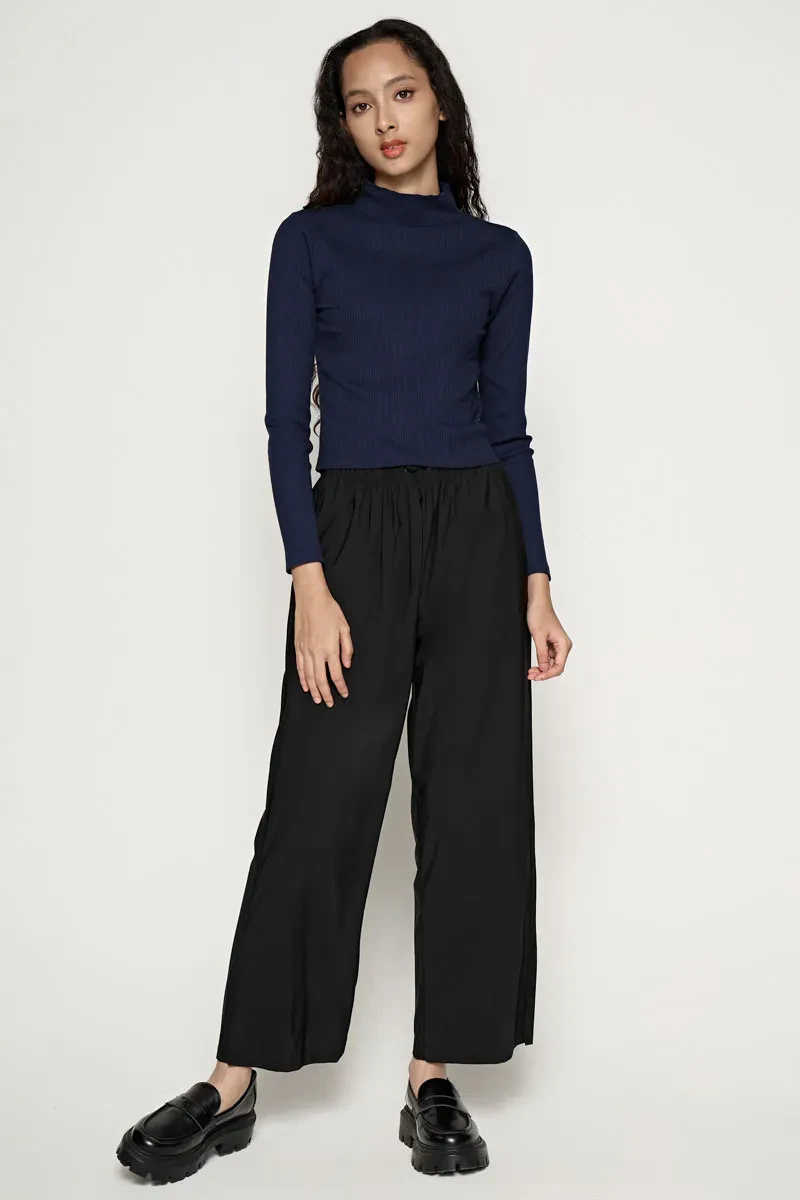 LADIES LONG SLEEVE BASIC TEE NAVY