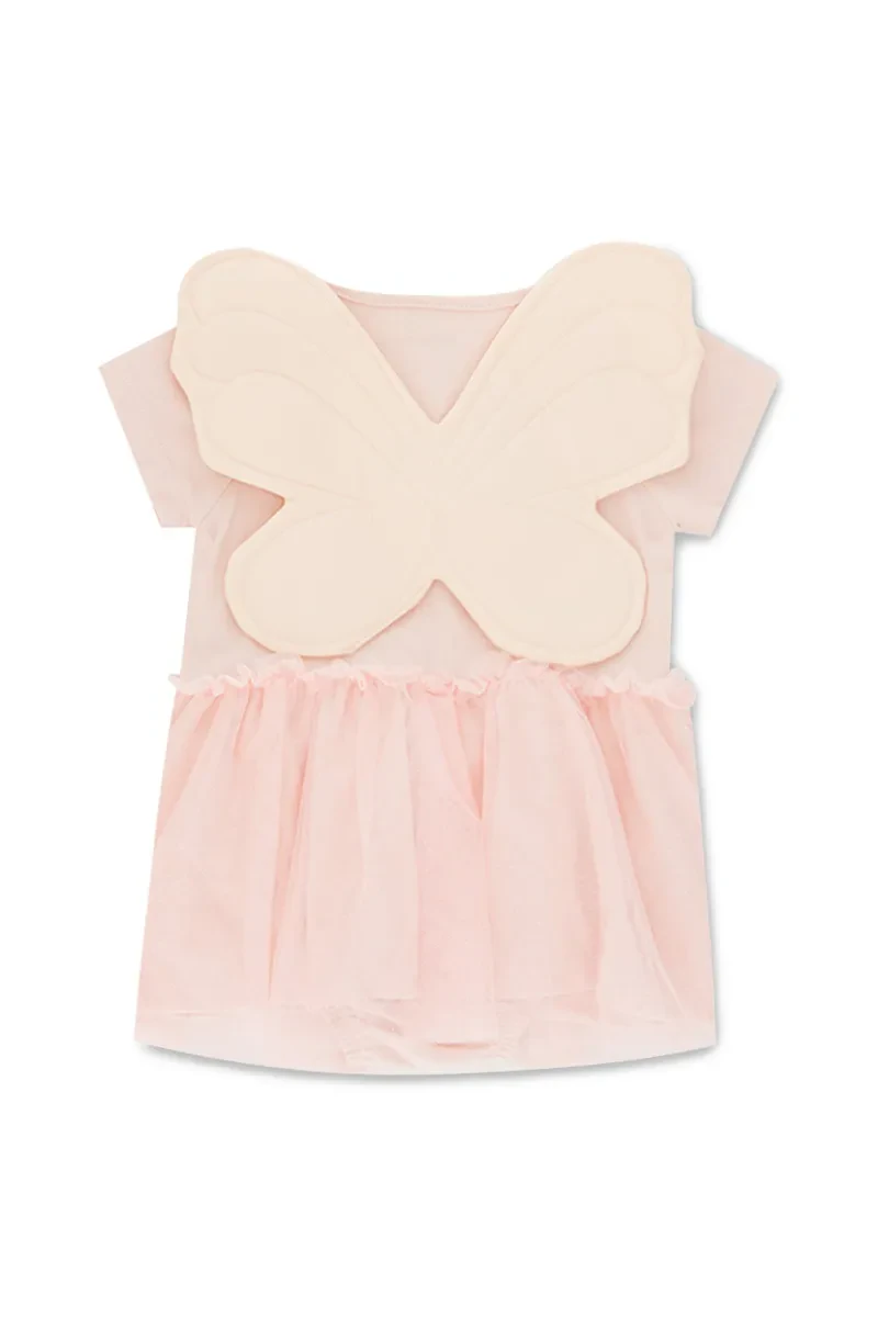 MIKI CASUAL FULL DRESS SHORT GIRL SLEEVE PINK
