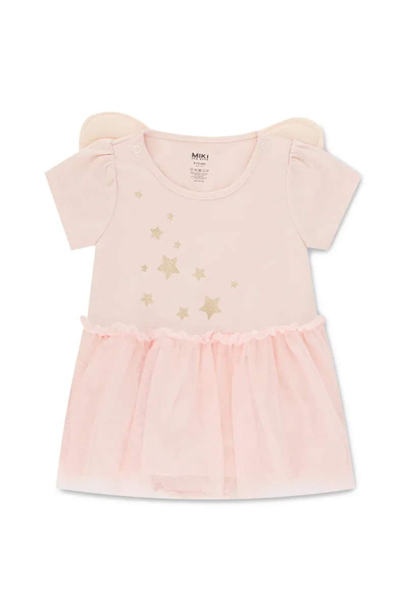 MIKI CASUAL FULL DRESS SHORT GIRL SLEEVE PINK
