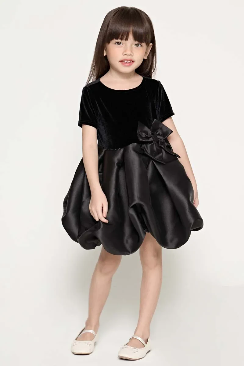 PDI CASUAL SHORT SLEEVE DRESS KIDS GIRL BLACK