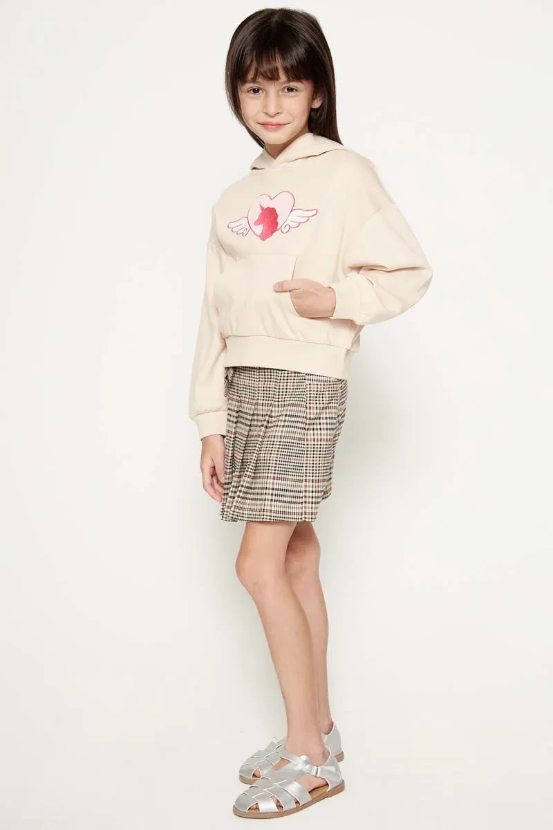 PDI CASUAL HOODIE KIDS GIRL LONG SLEEVE CREAM