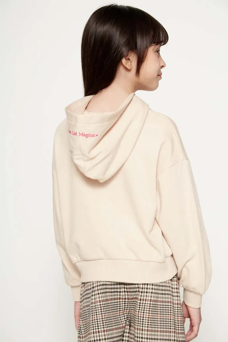 PDI CASUAL HOODIE KIDS GIRL LONG SLEEVE CREAM