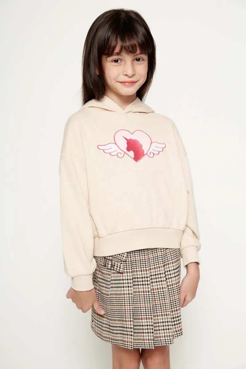 PDI CASUAL HOODIE KIDS GIRL LONG SLEEVE CREAM