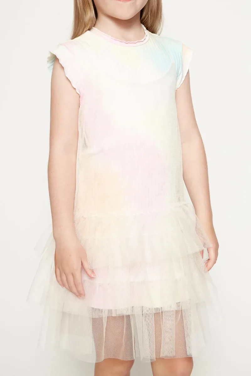 PDI CASUAL SLEEVELESS DRESS KIDS GIRL O/WHITE