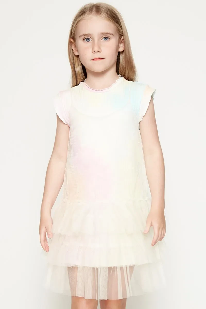 PDI CASUAL SLEEVELESS DRESS KIDS GIRL O/WHITE