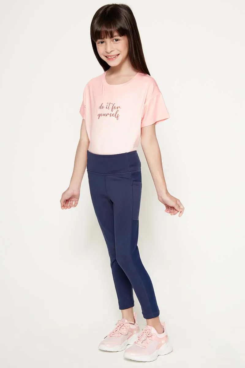 PDI ACTIVE WEAR LONG LEGGING KIDS GIRL NAVY