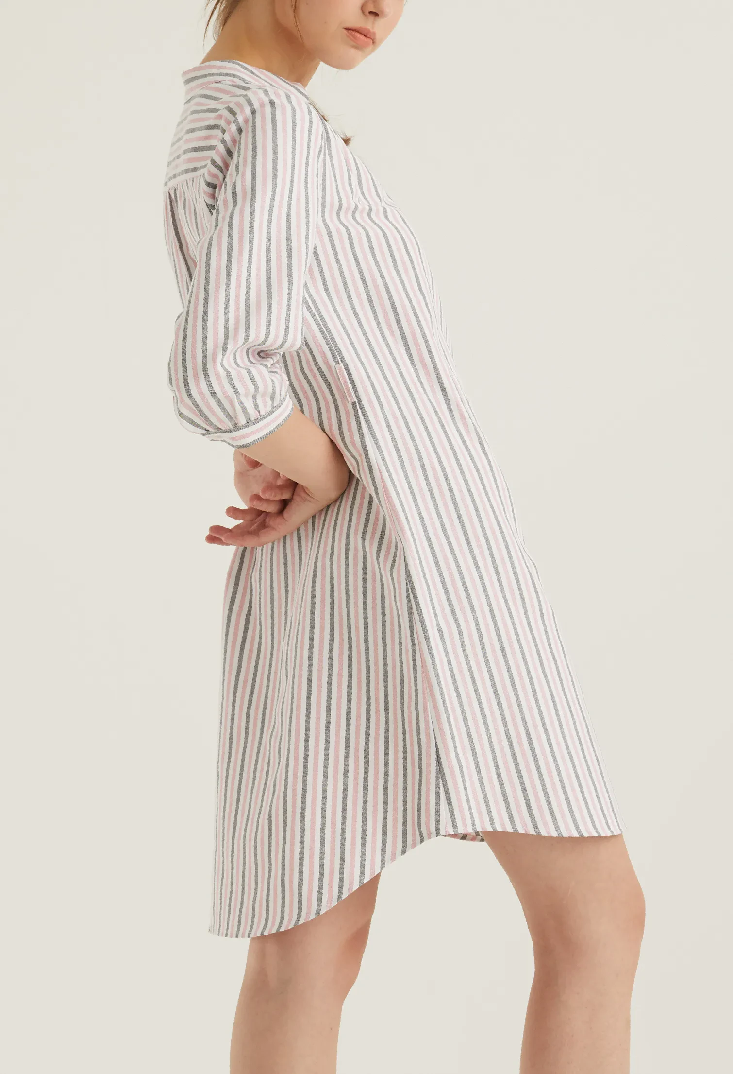 CASUAL STRIPED EVERYDAY DRESS [BLUSH PINK]