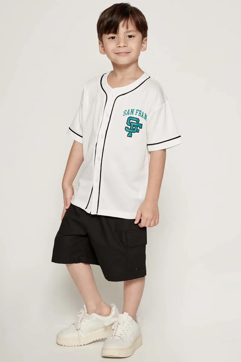 KIDS BOY ESSENTIAL SHORT SLEEVE SHIRT  OFF WHITE