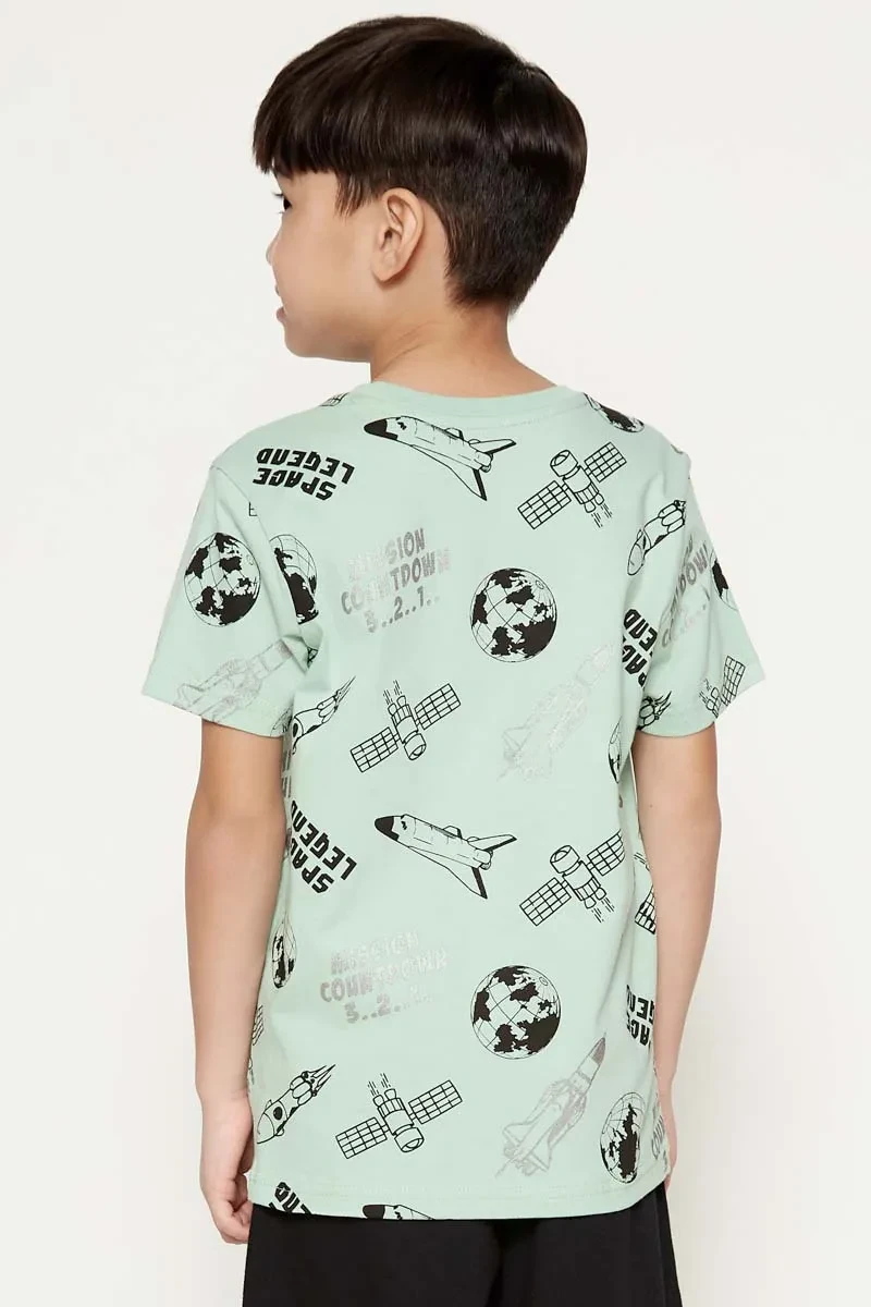 KIDS BOY ESSENTIAL SHORT SLEEVE KNIT  TEE LT GREEN