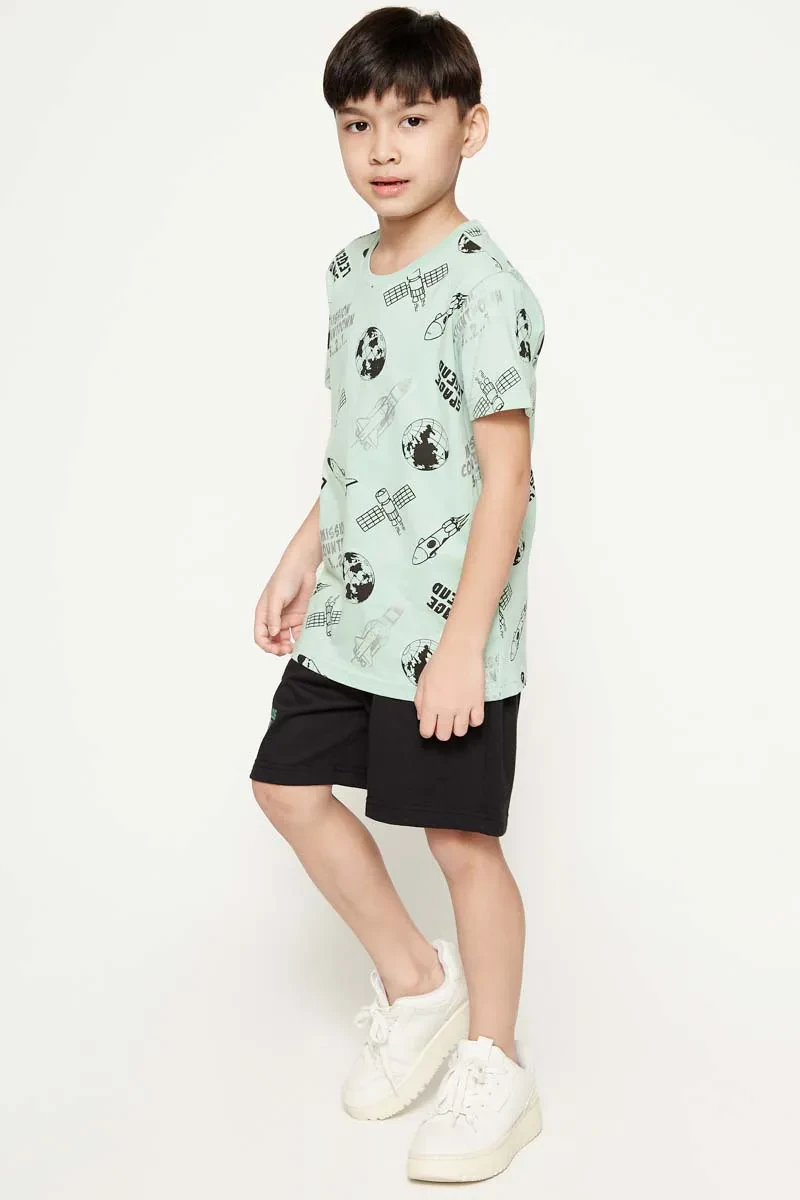 KIDS BOY ESSENTIAL SHORT SLEEVE KNIT  TEE LT GREEN