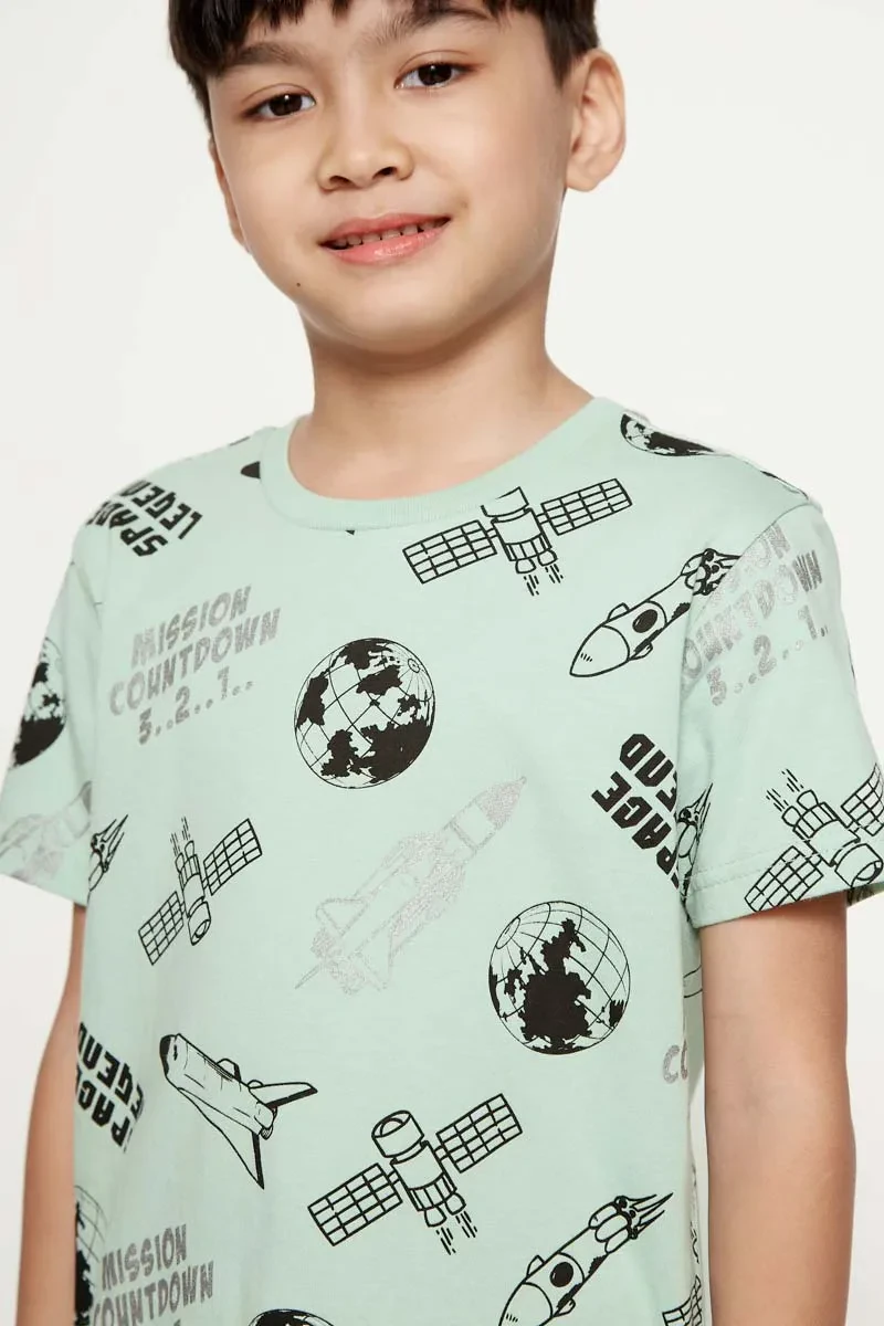 KIDS BOY ESSENTIAL SHORT SLEEVE KNIT  TEE LT GREEN