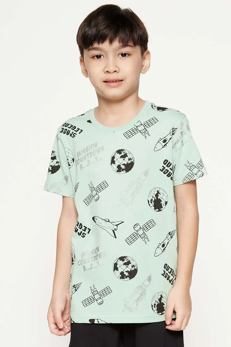 KIDS BOY ESSENTIAL SHORT SLEEVE KNIT  TEE LT GREEN