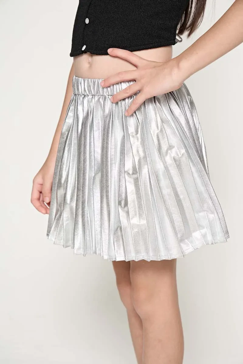 KIDS GIRL ESSENTIAL SHORT SKIRT  SILVER