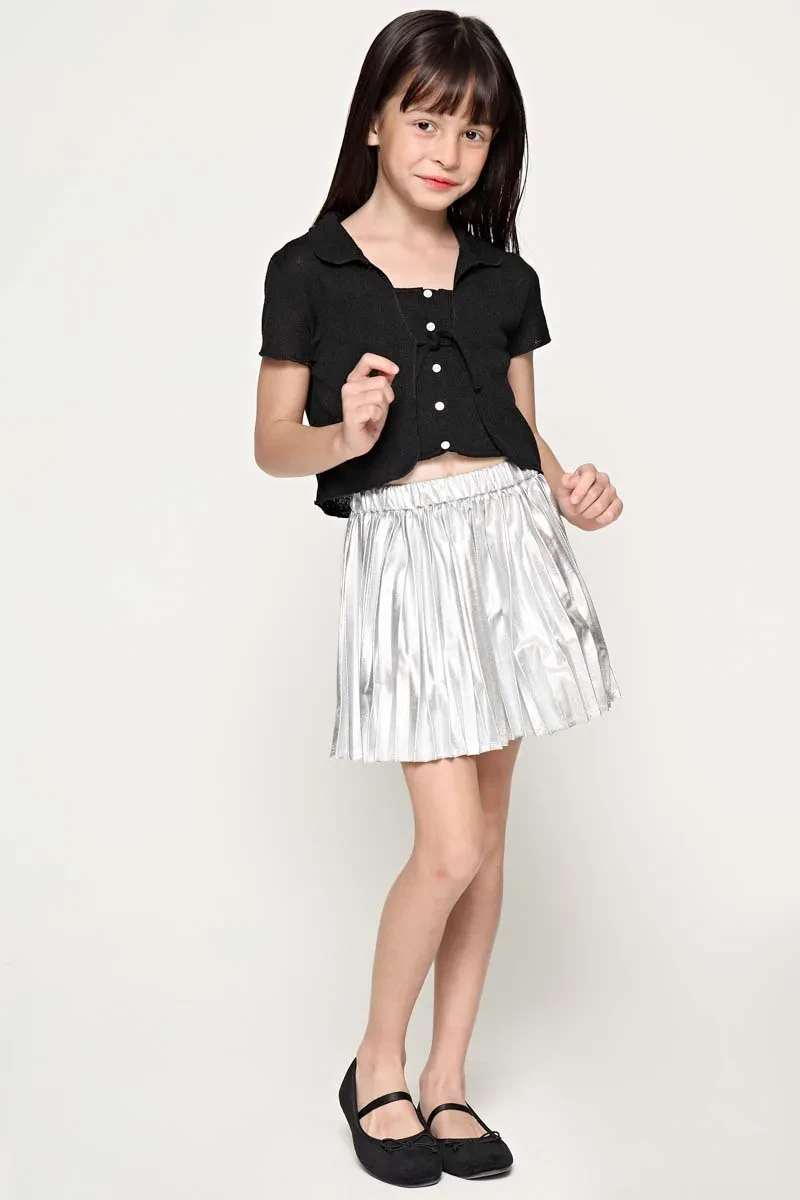 KIDS GIRL ESSENTIAL SHORT SKIRT  SILVER