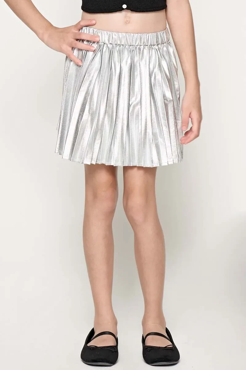 KIDS GIRL ESSENTIAL SHORT SKIRT  SILVER