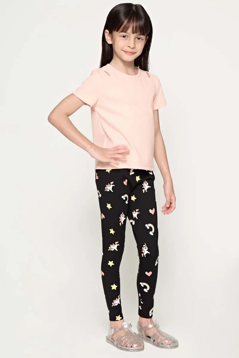 KIDS GIRL SHORT SLEEVE KNIT TEE PINK